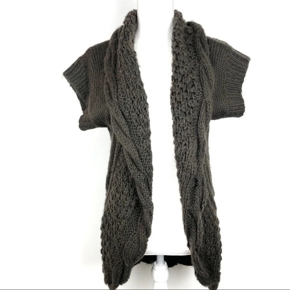 Wow Couture Brown Open Circle Chunky Knit Cardigan - Picture 1 of 8